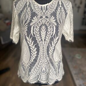Zara Elegant White Lace Top